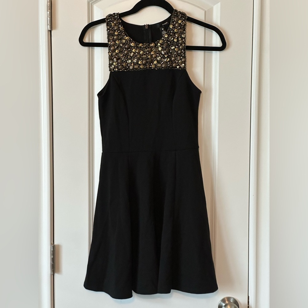 Aqua Elegant Black and Gold Women's Dress, size S - Picture 2 of 4